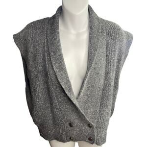 Vintage Lauren Cole Gray Silk Blend Women's Knit Vest Sleeveless Sweater Size M